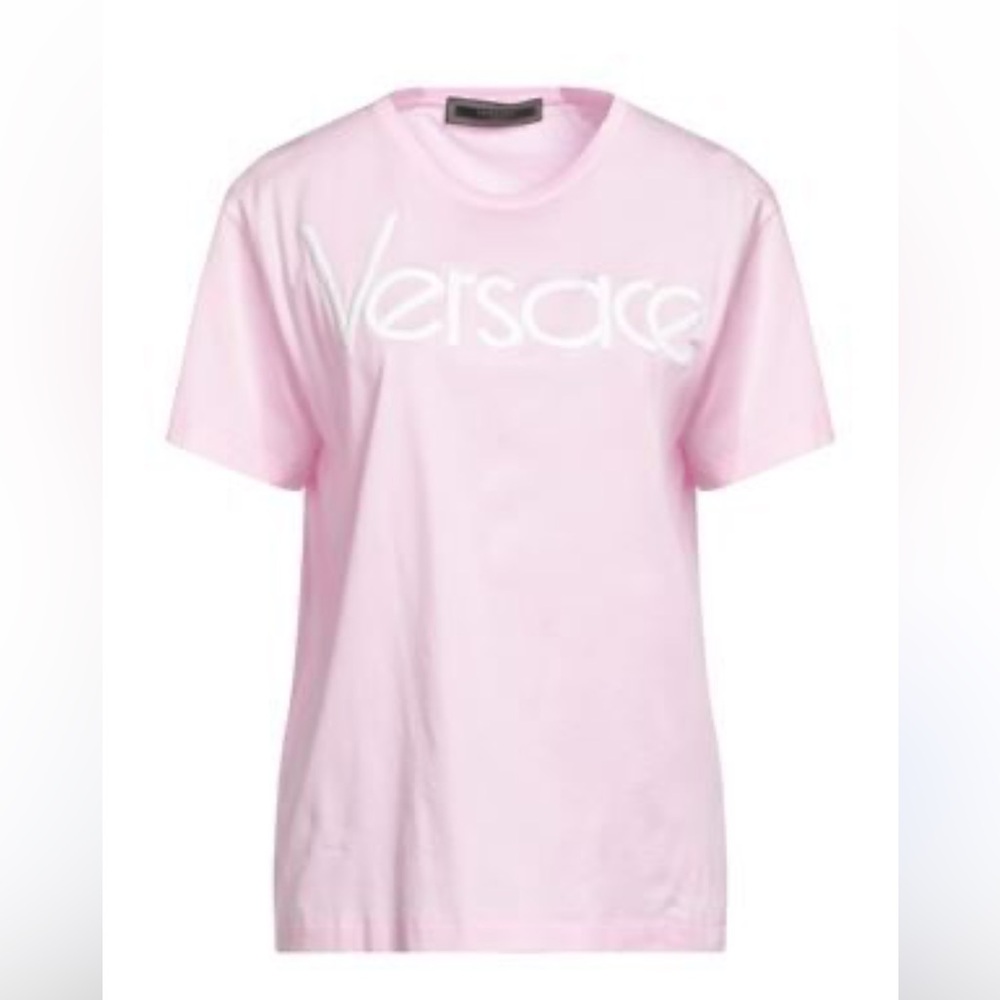 Pink Versace logo t shirt
